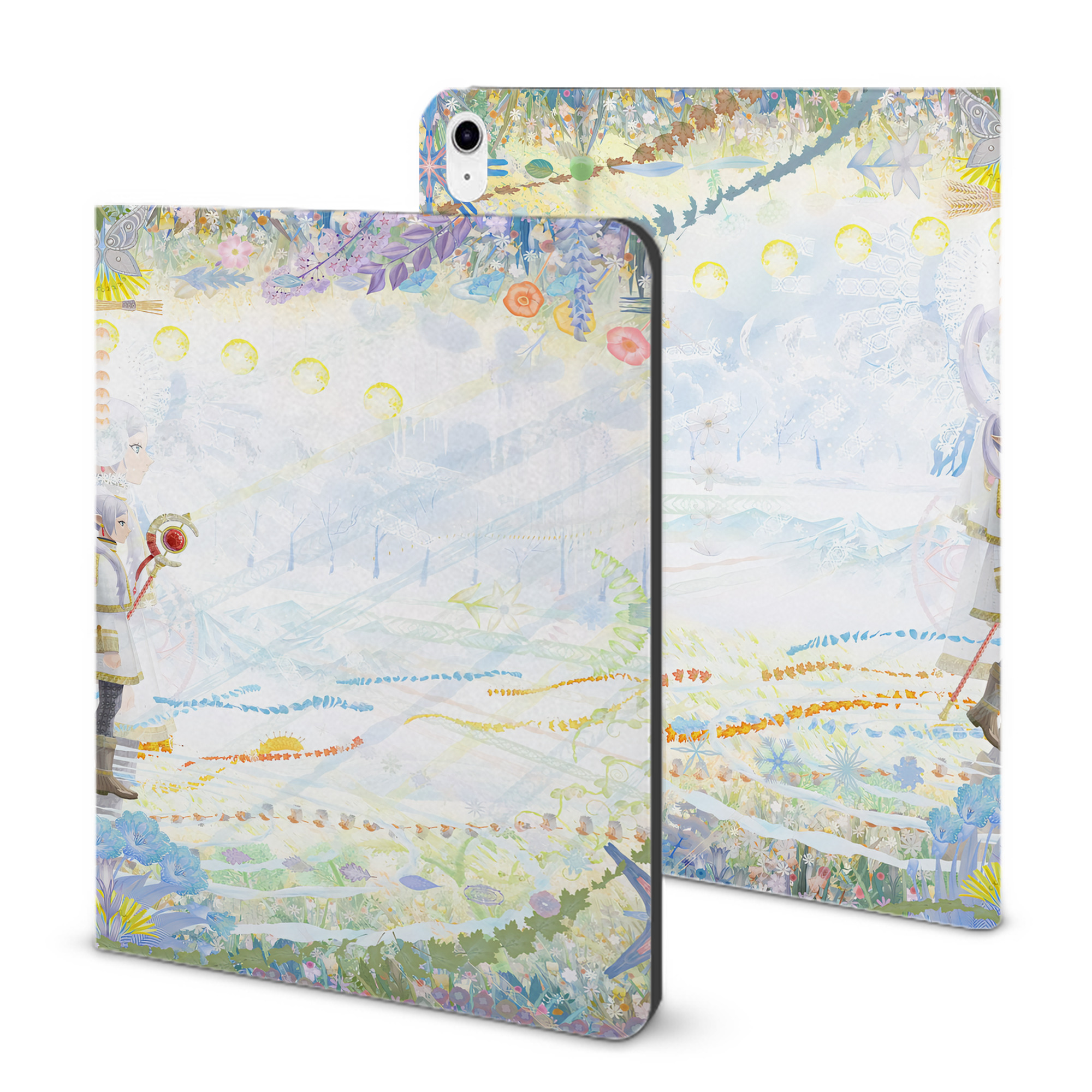 （画像用） 葬送のフリーレン Frieren IPad ケース ブック型 PUレザー TPU 耐衝撃 軽量 薄型 ペン収納なし 全面保護 IPad 各モデル対応
